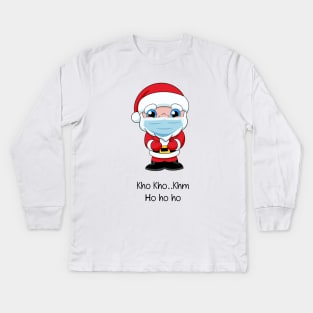 Ho ho ho, quarantined Santa Claus face mask for kids, funny quarantine Christmas masks for kids, quarantined Christmas 2020 Kids Long Sleeve T-Shirt